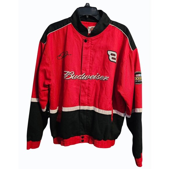 Dale Earnhardt Jr. Budweiser Racing Jacket Red & Black Winners Circle L Snap & Z - Picture 3 of 12